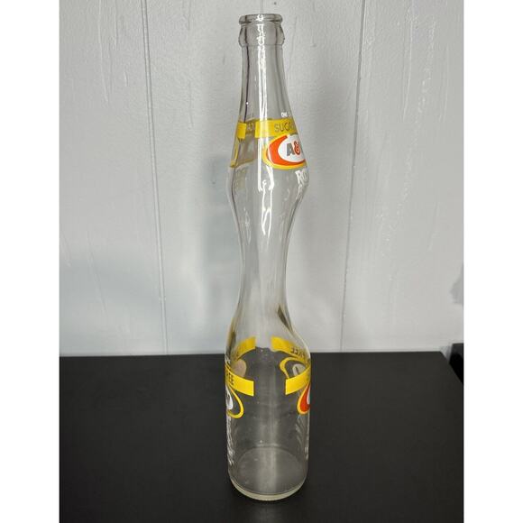 A&W Root Beer Sugar Free 16 Fl Oz Unique Molded Molding Bottle Elongated - Picture 4 of 8